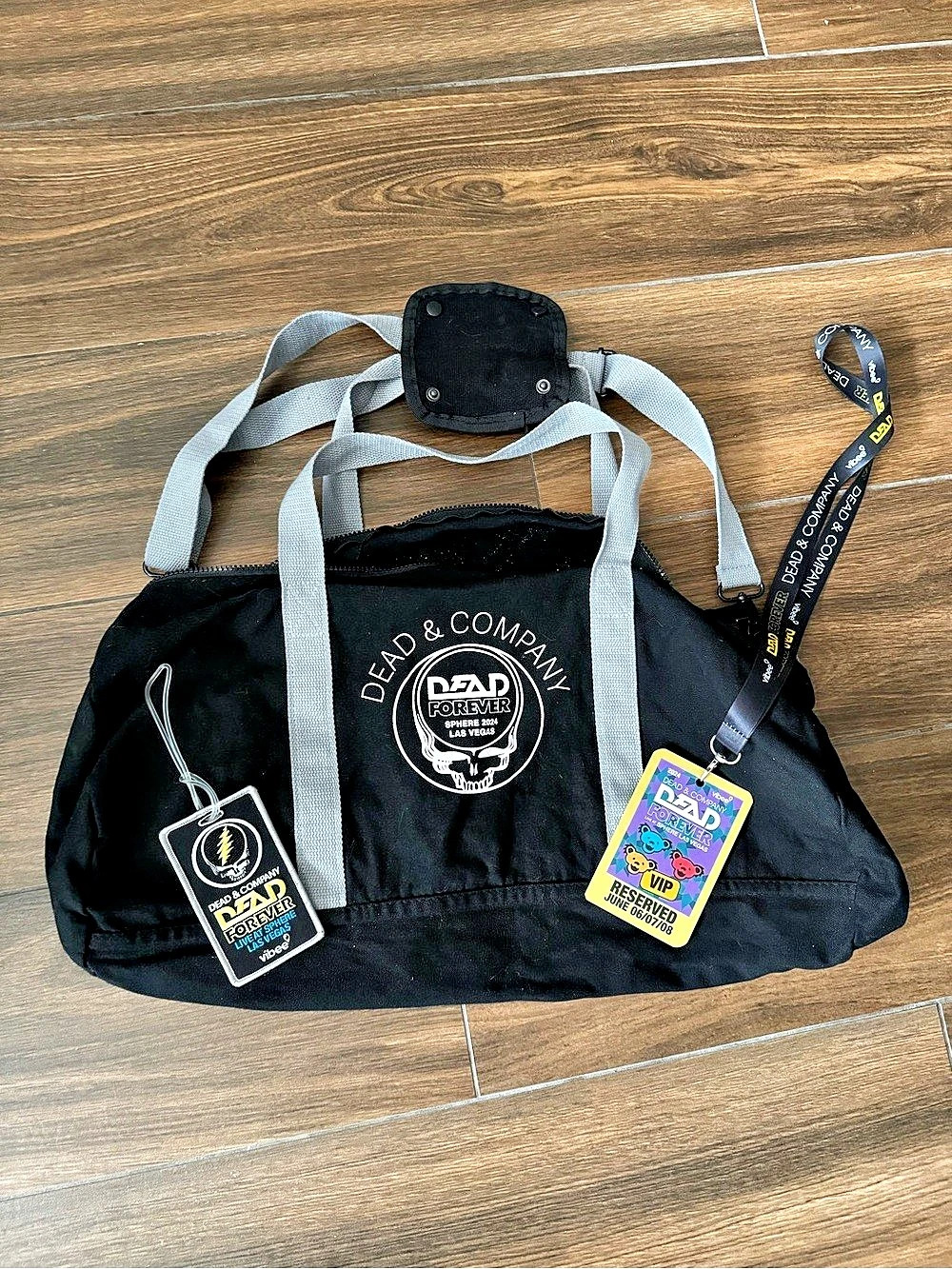 Dead & Company Dead Forever Sphere 2024 VIP Duffel Bag Black & Gray